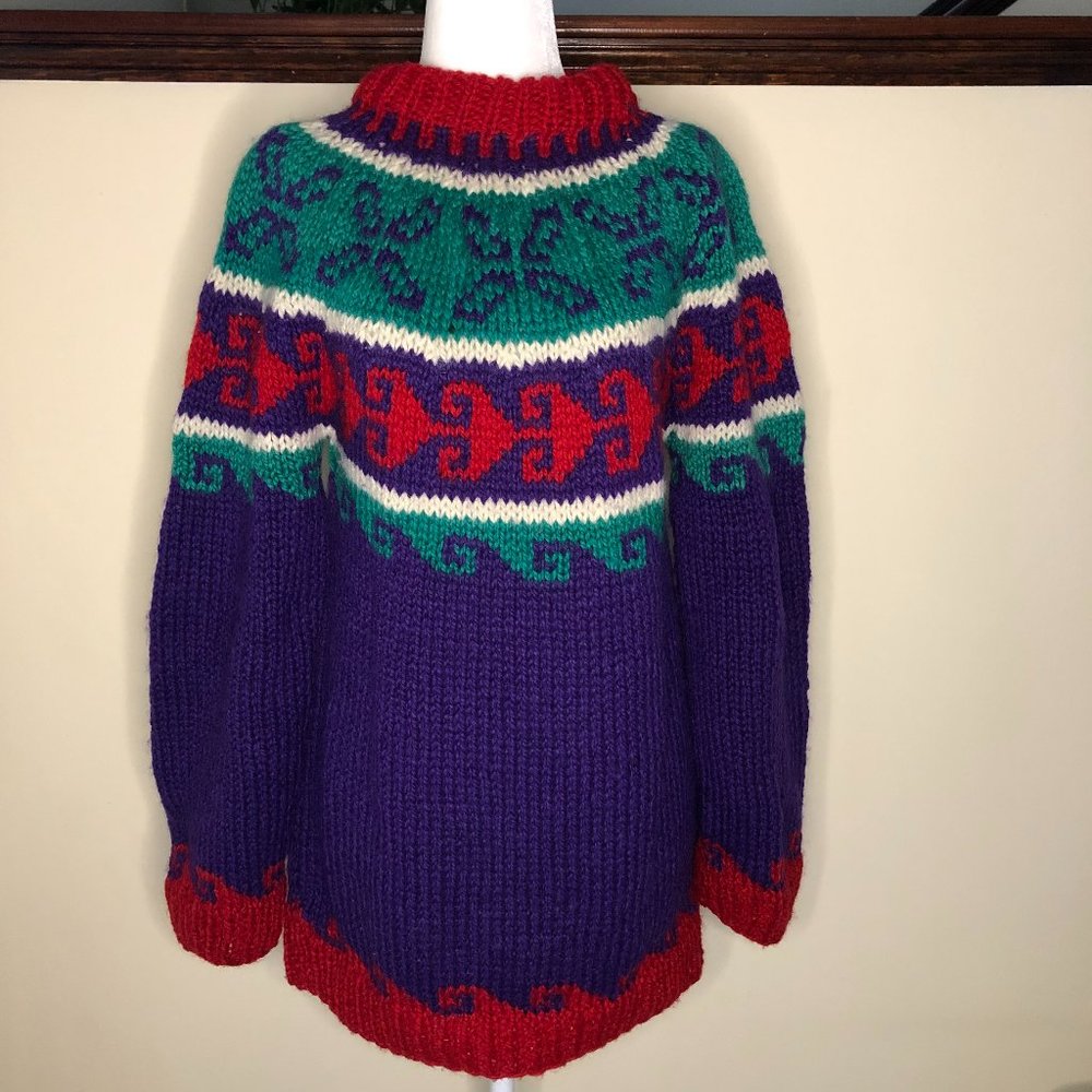 Vintage (1986) Chunky Hand Knit Australian Wool Cottagecore Pullover Sweater